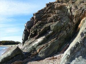 Phyllite rock face on the Cabot Trail in Cape Breton Island
