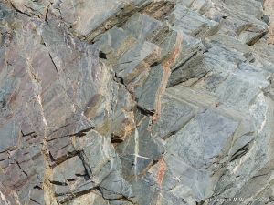 Close-up of cleavage planes lin phyllite rock, which is metamorphosed shale at Presqu'ile