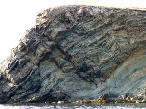 Carboniferous sandstone cliffs at Presqu'ile on Cape Breton Island