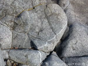 Close-up of St Peter Port Gabbro at Spur Bay on the Channel Island of Guernsey