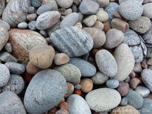 Dry pebbles on the beach at Pleasant Bay, NS