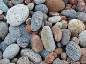 Dry pebbles on the beach at Pleasant Bay, NS