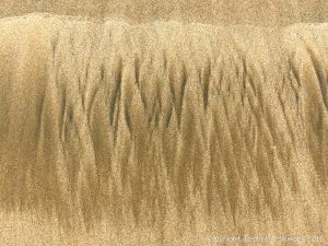 Natural patterns left by the ebbing tide on a sandy beach