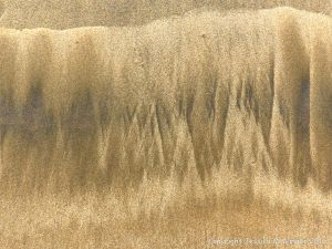 Natural patterns left by the ebbing tide on a sandy beach