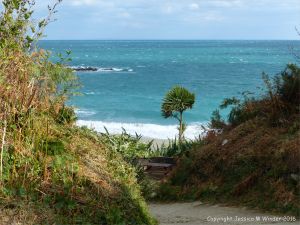 View looking down to Belvoir Bay on Herm in the Channel Islands