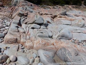 Aplite and pegmatite dykes in granite
