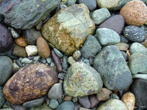 Beach stones of volcanic rock at Fourchu Head