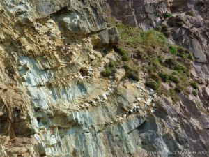 Rock face with quartz veins at Dunquin Harbour