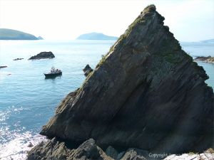 Pyramid shaped rock at Dunquin Harbour