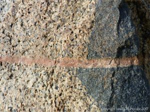 The junction of three different rock types at Rousse Point