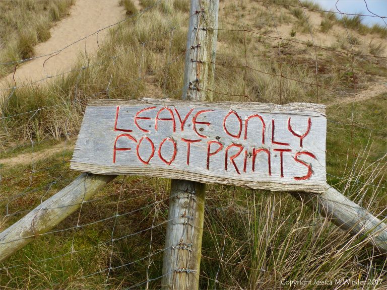 Leave only footprints sign at Hill End, Gower