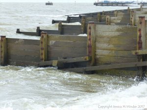 Wooden breakwaters or groynes at Whitstable