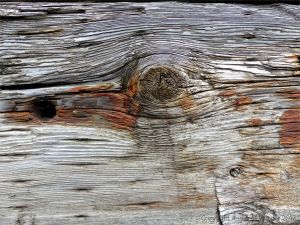 Rust-stained woodgrain in old recycled timber