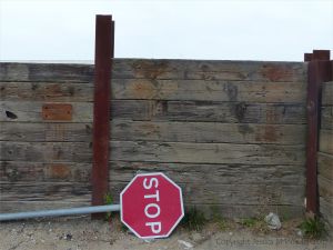 Fence built with railway sleepers