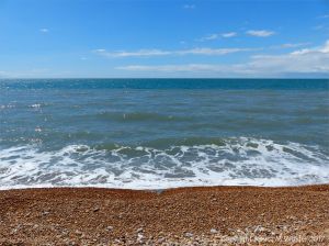 Looking out to sea from Seatown beach in Dorset, England.