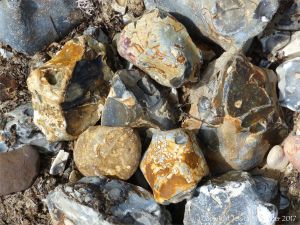 Stones and flint on the beach