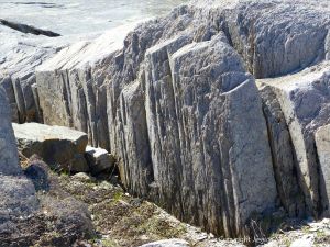 Fine layers of ash in volcanic tuff from Cape Breton in Nova Scotia