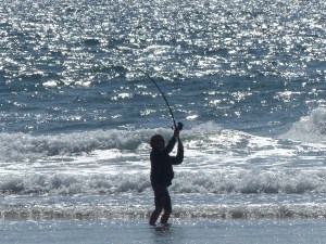 Waves sparkling in sunlight