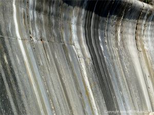 Natural pattern of stripes on a concrete sea wall