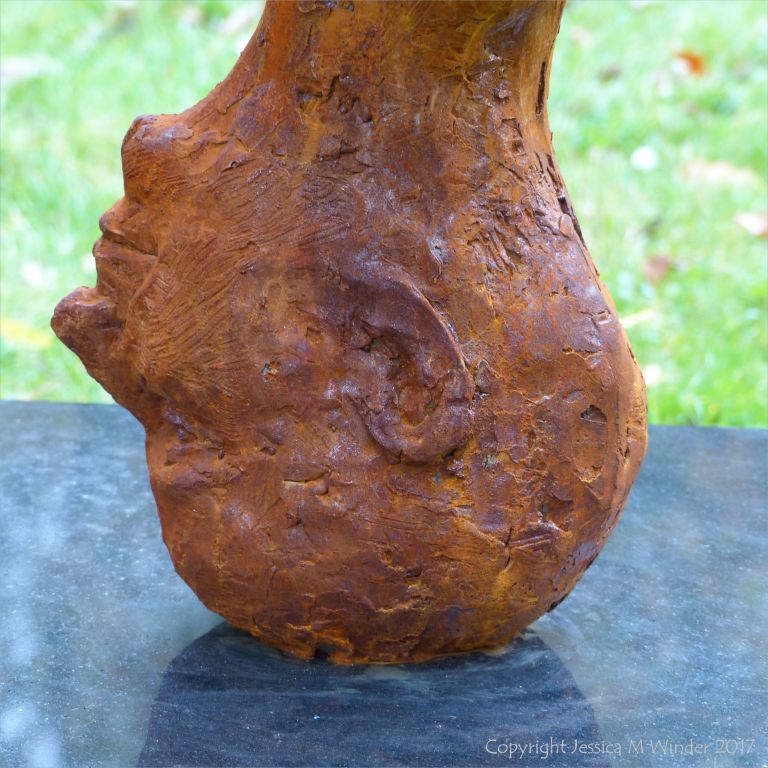 Part of "Earth Elevation" sculpture with iron resin and mixed media by John O'Connor at Kew Gardens