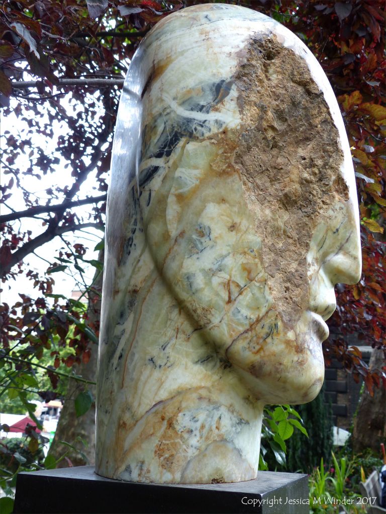 Sculpted head "Veltha" by Emily Young