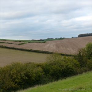 Rural view in the English countryside with arable fields in autumn