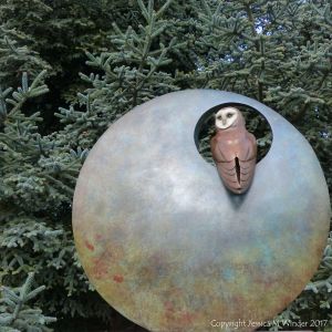 "Barn Owl" sculpture by Simon Gudgeon at Kew Gardens