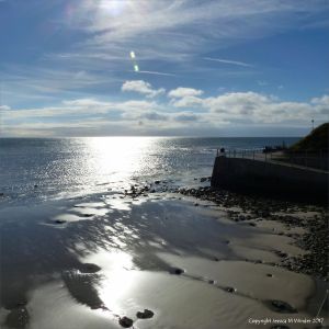 View from the new sea wall at Lyme Regis in Dorset, England.