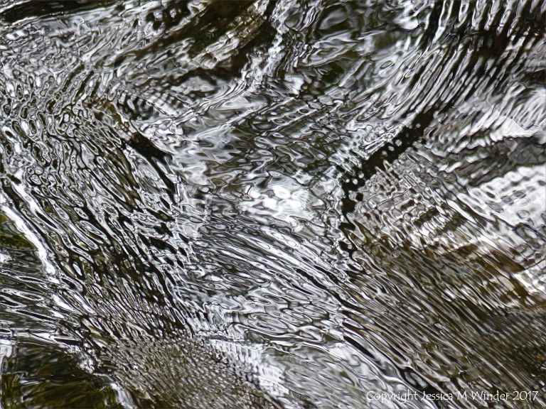 Close-up detail of pattern and texture in fast-flowing river water