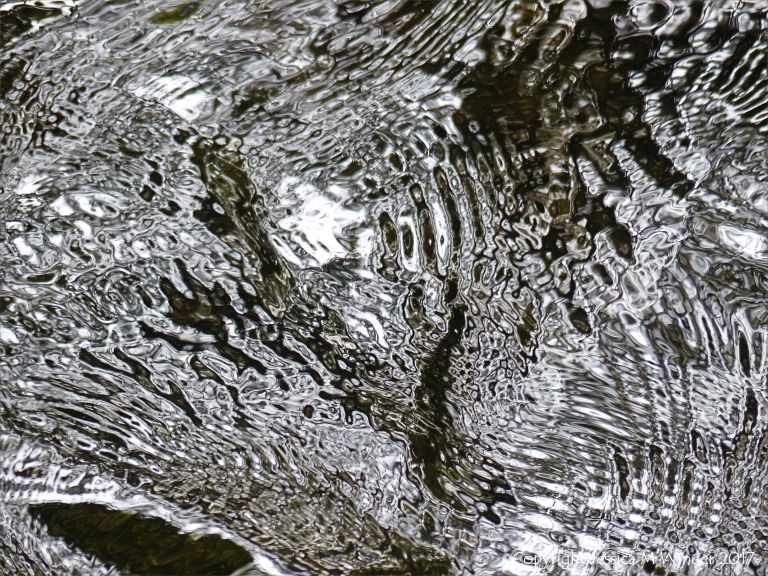 Detail of pattern and texture on fast flowing water