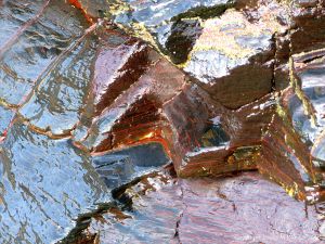 Layers in slate with red stripes