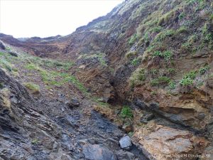 The scar in the cliff which is the Lizard Boundary Fault