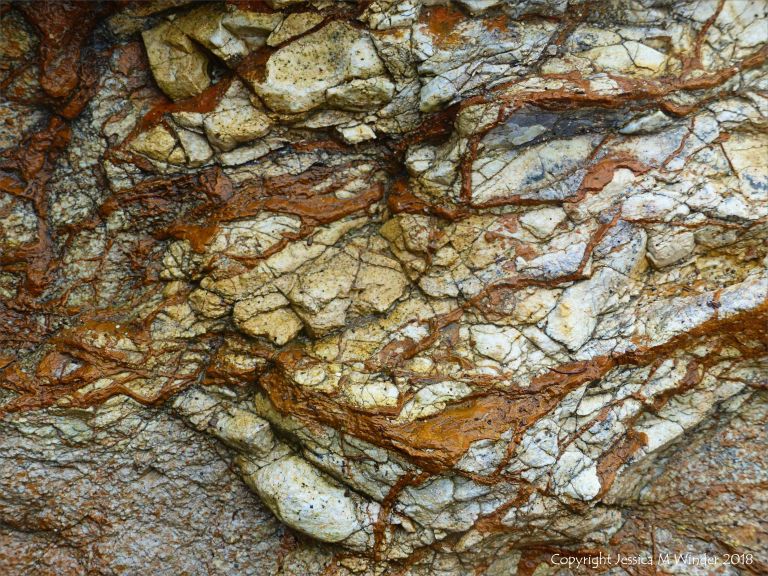 Detail of rock pattern and texture in a fault zone