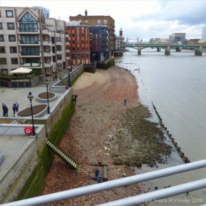 Urban beach on the north bank of the River Thames in London