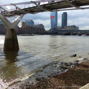 View looking westwards and upstream of the Thames from below the Millennium Bridge