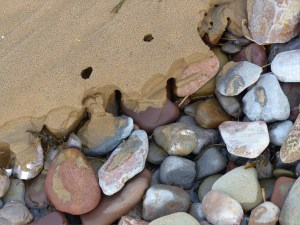Beach pebbles covered with sand