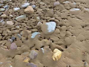 Beach pebbles covered with sand