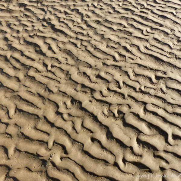 Natural patterns in the sand on the beach