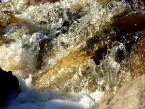 A torrent of water flowing in a Cornish stream