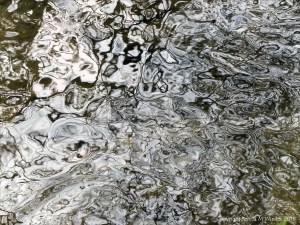 Natural reflection patterns on flowing water