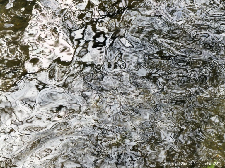 Natural reflection patterns on flowing water