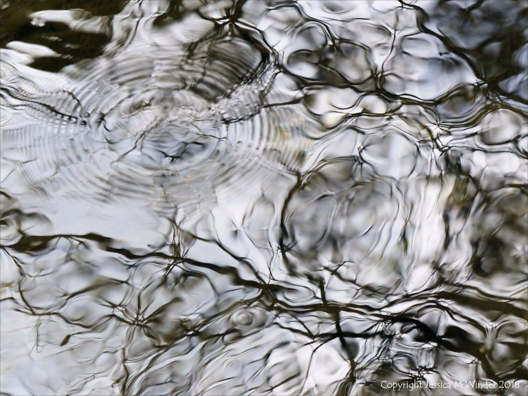 Natural reflection patterns on flowing water