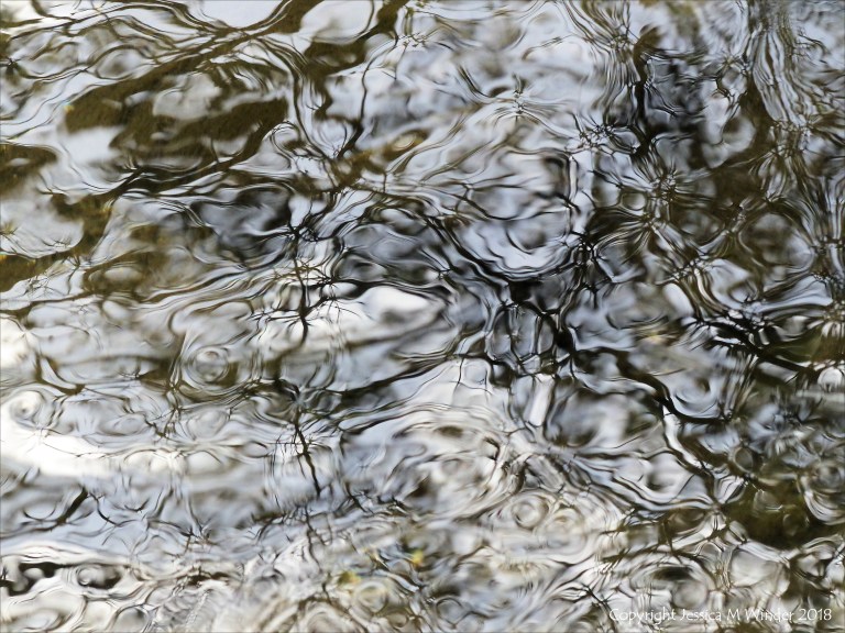 Natural reflection patterns on flowing water
