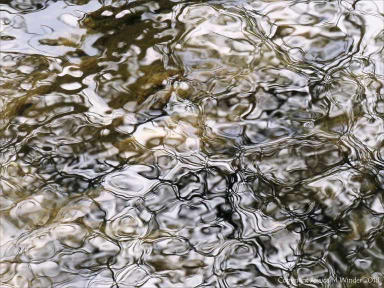 Natural reflection patterns on flowing water