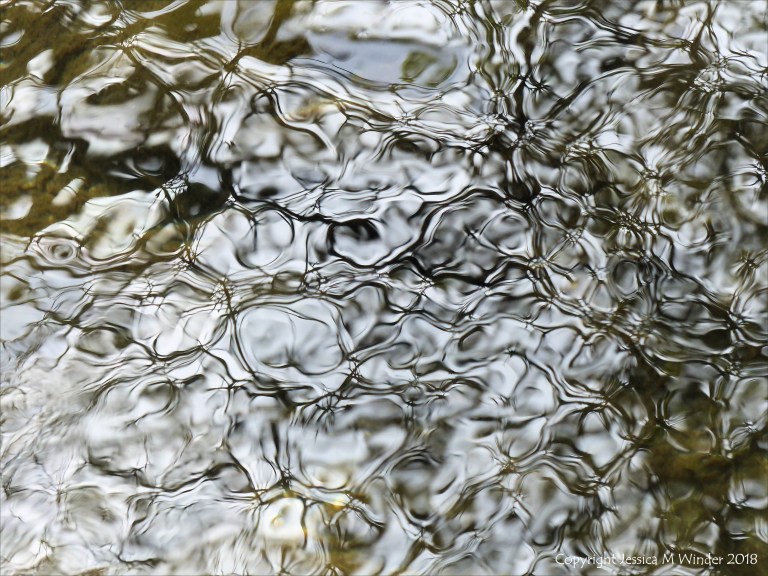 Natural reflection patterns on flowing water