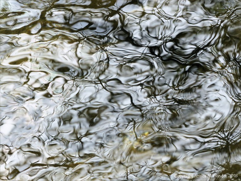 Natural reflection patterns on flowing water