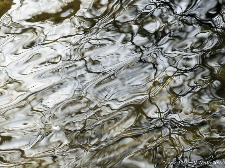 Natural reflection patterns on flowing water