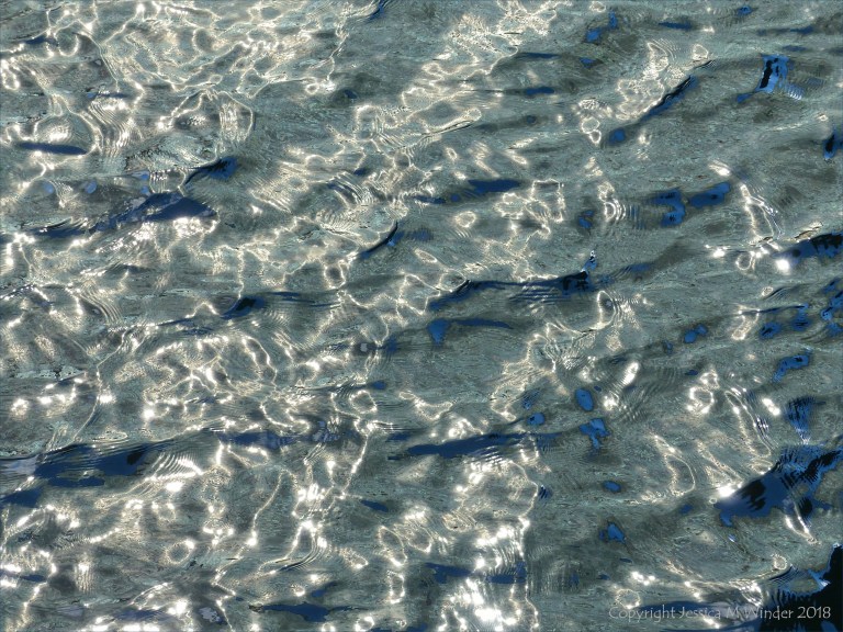 Rippled water with reflected light patterns