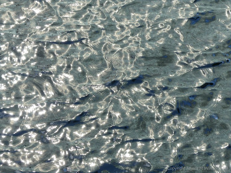 Rippled water with reflected light patterns