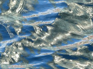 Rippled water with reflected light patterns